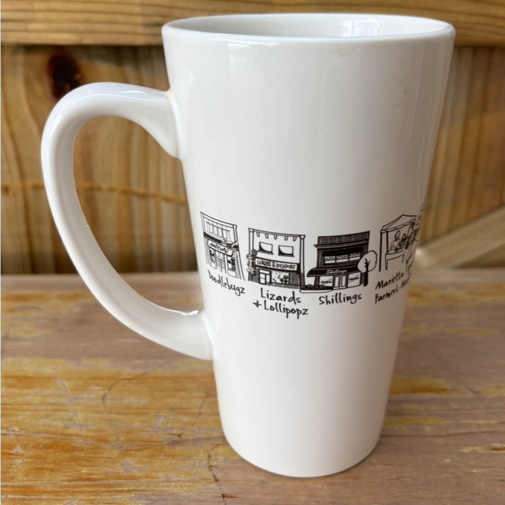 The Dish Marietta GA Collection Locations White Porcelain & Black Tall Mug 16oz